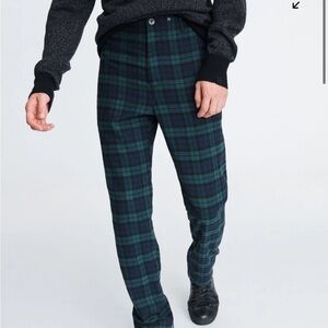 Rag and Bone Mens Daniel Cotton Flannel Pant Black Watch Blue Green Sz 31